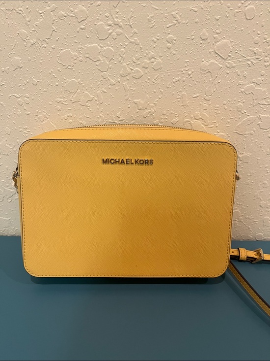 Michael Kors Handbags - Michael Kors Yellow Saffiano Leather Crossbody Bag